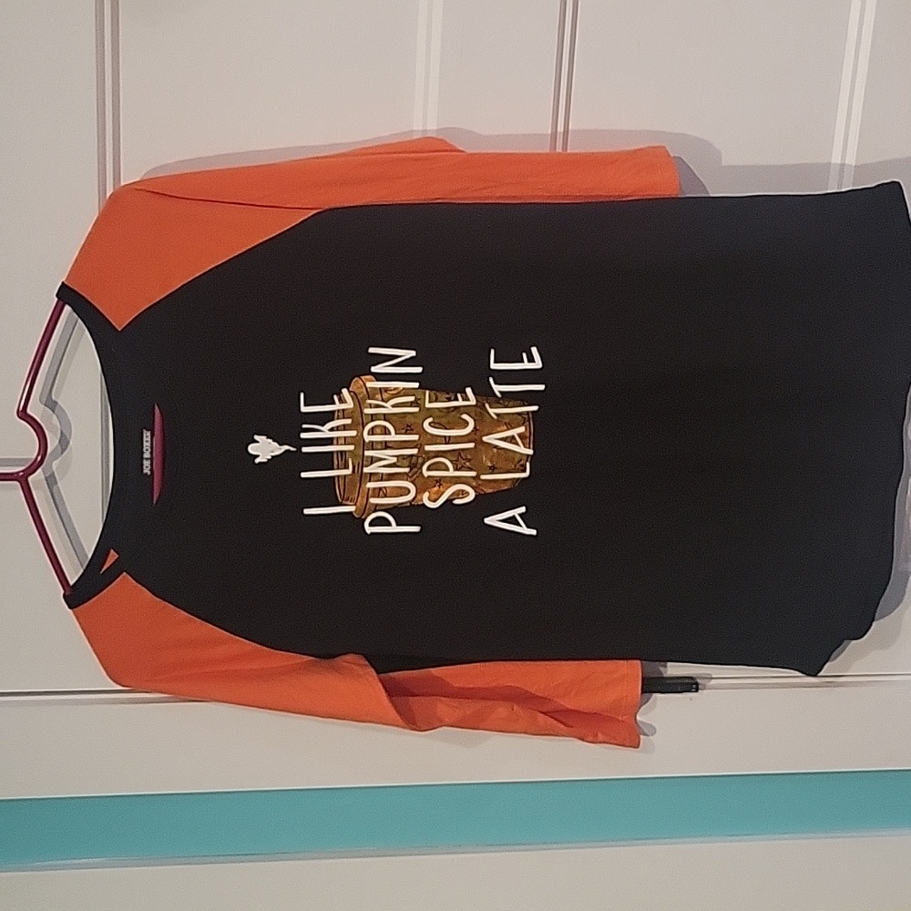 I like Pumpkin Spice A Latte Joe Boxer black orange Large XL 3/4 sleeve Ghost